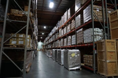 Warehouse storage with organized pallet racks and boxes at San Jose Distribution Services